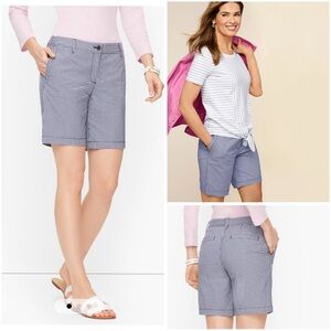 Talbots Relaxed Chino Shorts Gingham Navy Size 16